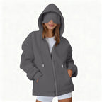 Hooded Cardigan Long-sleeve Zip-up Sweatshirt For Women
