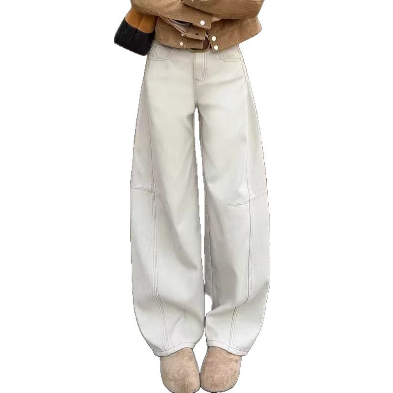 High-waisted Loose-fitting Figure-flattering Straight-leg Floor-length Pants
