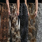 C7768 Cross-border 2026 New Women's Fashion Rhinestone Drawstring Loose Wide-Leg Pants Vintage Animal Print Casual Trousers