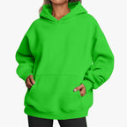 Women's Solid-color Long-sleeved Loose-fitting Hooded Sweatshirt With Pocket